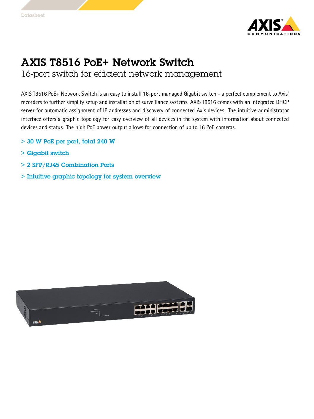 AXIS T8516 16-Port PoE+ switch powers 16 cameras supports SFP uplinks fanless operation and Axis Device Manager for secure scalable video networks NN 6 AXIS T8516 16-Port PoE+ switch powers 16 cameras supports SFP uplinks fanless operation and Axis Device Manager for secure scalable video networks NN - Image 6
