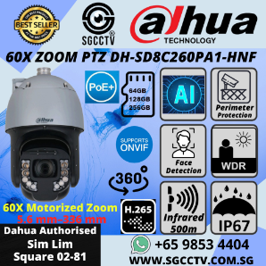 DAHUA 60X ZOOM DH-SD8C260PA1-HNF Pan Tilt Zoom Starlight 2MP IP67 Infrared 500 meter DAHUA Security System Installation Singapore