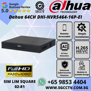 Dahua 64CH DH-NVR5464-16P-EI 4K NVR AI Smart Surveillance Recorder Supports 12MP RAID Face Detection Repair Replace Singapore YC