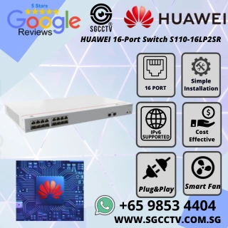 Huawei 16-Port Switch S110-16LP2SR GIGABIT 1000 Mbps High Speed Best CCTV SWITCH SINGAPORE Economy POE Switch Repair NEW HZ