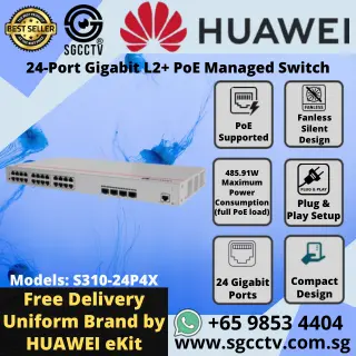 Huawei 24-Port S310-24P4X GIGABIT 1000 Mbps High Speed Best CCTV SWITCH SINGAPORE Economy POE Switch Repair YC