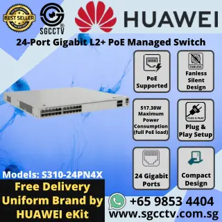Huawei 24-Port S310-24PN4X GIGABIT 1000 Mbps High Speed Best CCTV SWITCH SINGAPORE Economy POE Switch Repair YC