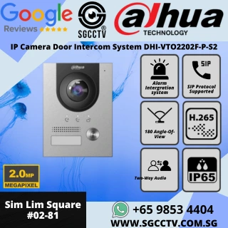 DAHUA DOOR INTERCOM DHI-VTO2202F-P-S2 H.265 2MP Camera 180 Angle-of-View IP65 Two-Way Audio Repair Replace Singapore HZ
