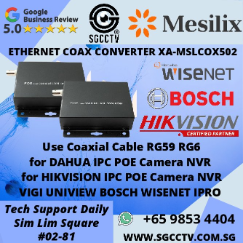 POE Over Coax LAN Converter XA-MSLCOX502 Power Over Coaxial Coax Ethernet Extender Ethernet Over coax converter CCTV Singapore
