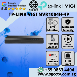 TP-LINK VIGI NVR1004H-4P Mobile Phone Access 4K HDMI Video Output & 16MP Decoding Capacity CCTV Camera Singapore Repair Upgrade
