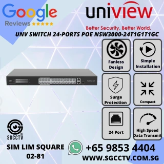 UNV SWITCH 24-PORTS POE NSW3000-24T1G1T1GC – High Power, Long-Range PoE Switch for IP Surveillance in Singapore NN