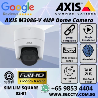 AXIS M3125-LVE 2MP White Dome Camera – IR night vision WDR AI analytics IK08 IP66 compact design Repair replace Singapore NN