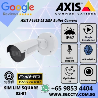 AXIS P1465-LE 2MP Bullet Camera with AI analytics IR night vision WDR PoE IP67 protection Smart outdoor security Repair replace Singapore NN