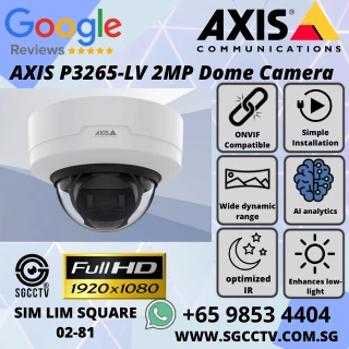AXIS P3265-LV 2MP Dome Camera – AI analytics WDR Lightfinder 2.0 PoE IK10 vandal-resistant indoor camera Repair replace Singapore NN