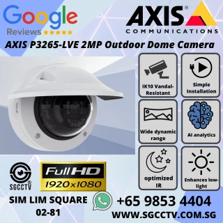 AXIS P3265-LVE 2MP Outdoor Dome Camera features AI analytics WDR IR night vision Lightfinder 2.0 IP66 IK10 repair replace Singapore NN