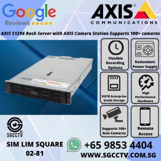 AXIS S1296 Rack Server with 192TB storage preloaded with AXIS Camera Station Supports 100+ cameras enterprise-grade video surveillance NN