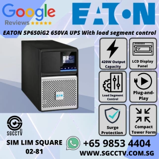 EATON 5P650iG2 650VA UPS with LCD AVR USB and load segment control Compact line-interactive UPS for servers switches and IT racks Tower or rack mount NN