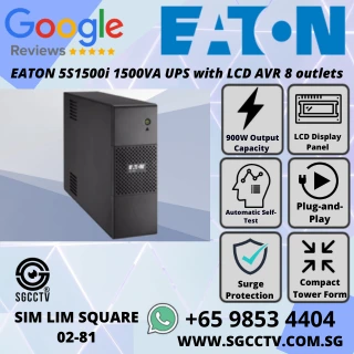 EATON 5S1500i 1500VA UPS with LCD AVR 8 outlets and USB Reliable power protection for PCs routers NAS and NVRs UPS  tower design NN