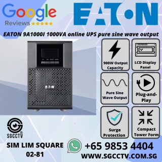 EATON 9A1000I 1000VA online UPS with LCD USB RS232 and pure sine wave output ideal for servers workstations and critical IT systems NN