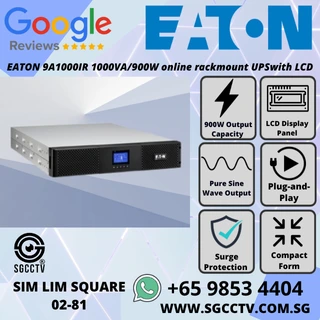EATON 9A1000IR 1000VA/900W online rackmount UPS with LCD pure sine wave output zero transfer time and smart battery management for critical systems NN