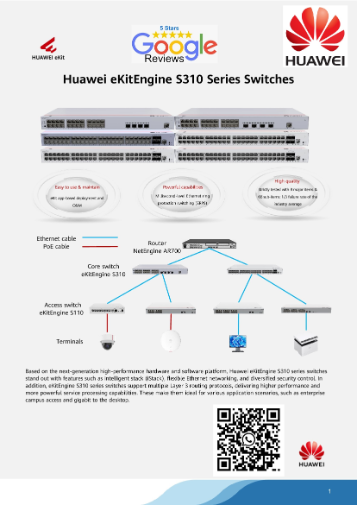 HUAWEI SWITCH 24-Port Gigabit L2 10GE S310-24PN4X Managed POE 400W Fast Speed BEST SWITCH SINGAPORE SWITCH Repair NEW