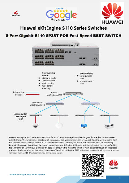 HUAWEI SWITCH 8-Port Gigabit S110-8P2ST Access Switch AR700 S310 POE Fast Speed BEST SWITCH SINGAPORE SWITCH Repair NEW