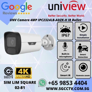UNV Camera 4MP IPC2324LB-ADZK-H IR Bullet POE IP67 512GB Motion detection Tampering alarm Audio detection Cross line Intrusion