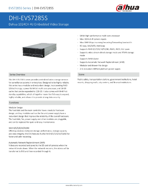 DAHUA SERVER EVS7285S 1024-ch 85-HDD Video Storage 2048 bandwidth RAID JRAID JBOD Security System CCTV Camera Singapore