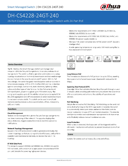 DAHUA SWITCH DH-CS4228-24GT-240 24+4-Ports GIGABIT POE CCTV Camera Long Distance 250m POE Power Over Ethernet Singapore 1 DAHUA SWITCH DH-CS4228-24GT-240 24+4-Ports GIGABIT POE CCTV Camera Long Distance 250m POE Power Over Ethernet Singapore