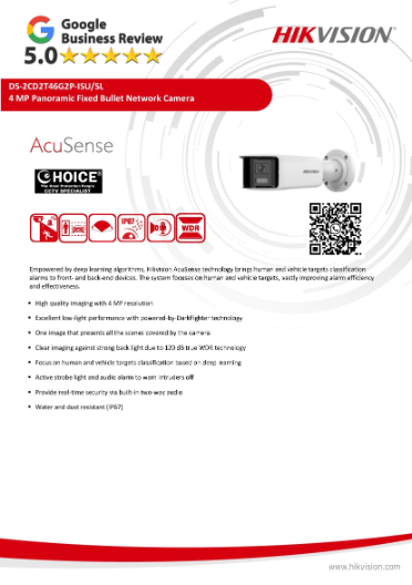 HIKVISION DS-2CD2T46G2P-ISU-SL 4MP Panoramic AcuSense IP67 Bullet POE Network Camera Repair Replace CCTV NVR Hik-Connect