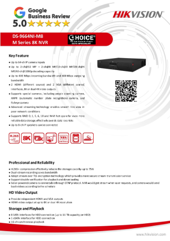 HIKVISION DS-9664NI-M8 64ch NVR 32MP support 8MP 4K CCTV Cameras RAID 0 1 5 6 10 Repair Replace CCTV NVR Hik-Connect 8 sata HDD