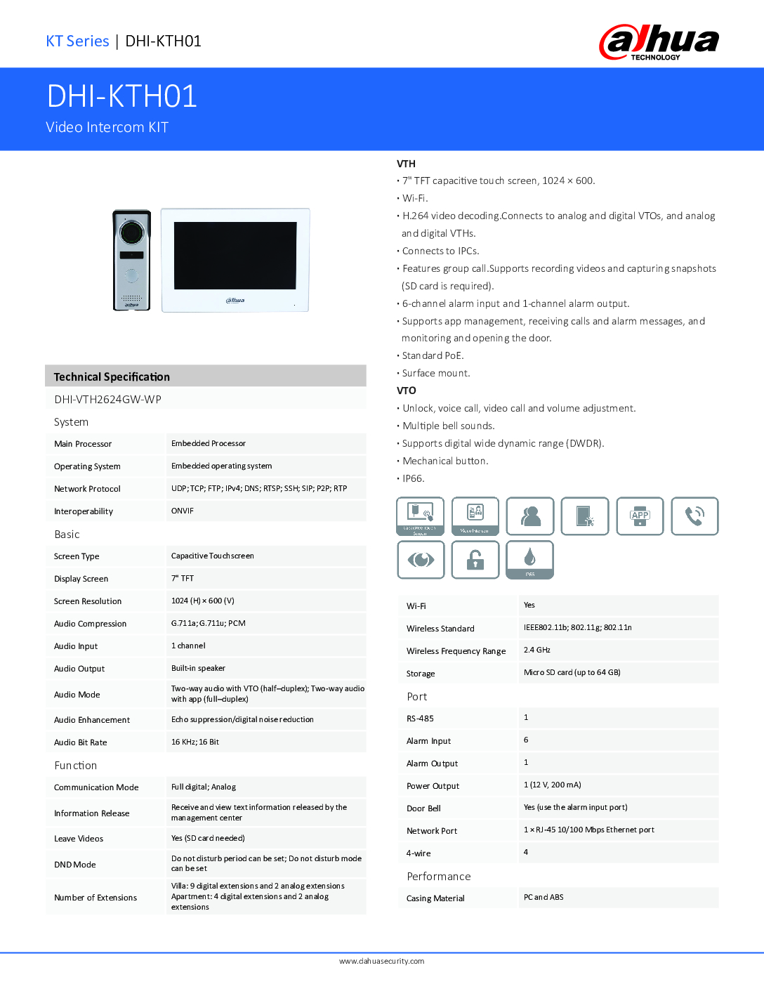 Video Intercom DHI-KTH01 DAHUA Wire Hybrid solution Wifi VTH NEW JJ 3 Video Intercom DHI-KTH01 DAHUA Wire Hybrid solution Wifi VTH NEW JJ - Image 3