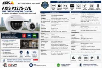 AXIS P3275-LVE 2MP Outdoor Dome Camera AI analytics Forensic WDR IR night vision, Lightfinder 2.0 Axis Zipstream Repair replace Singapore