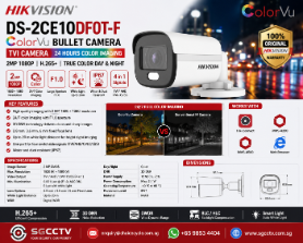 HIKVISION DS-2CE10DF0T-F ColorVu BULLET Camera TVI Camera 24hours Color H.265+ 2MP 1080P Hik-Connect ivms4200 ivms4500