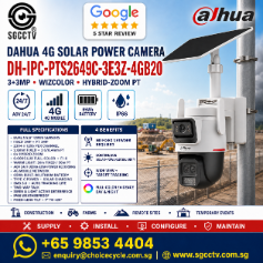 DAHUA DH-IPC-PTS2649C-3E3Z-4GB20 Solar Battery Camera Dual Len 4G Sim Card 4MP IP67 MOM compliance Smart PSS DMSS Mobile App