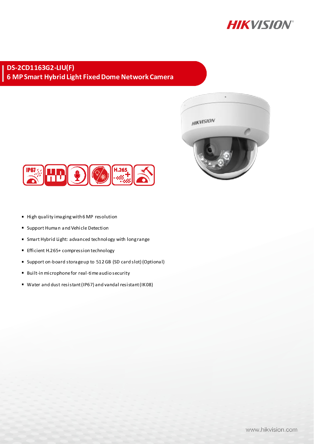 HIKVISION DS-2CD1163G2-LIU 6MP Smart Hybrid Light AUDIO IR Dome Network Camera CCTV Security Camera SGCCTV CHOICECYCLE 7 HIKVISION DS-2CD1163G2-LIU 6MP Smart Hybrid Light AUDIO IR Dome Network Camera CCTV Security Camera SGCCTV CHOICECYCLE - Image 7