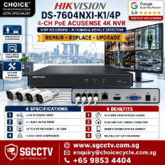 HIKVISION DS-7604NXI-K14P 4-ch 8MP PoE AI-ACUSENSE 4K NVR CCTV Security Camera Repair Replace SGCCTV CHOICECYCLE
