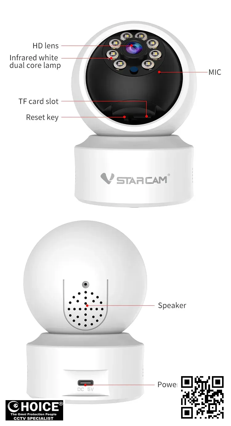 VStarcam C993-None 720P WiFi Indoor PTZ Camera - 360° Pan/Tilt for Home Security 2 VStarcam C993-None Security Camera